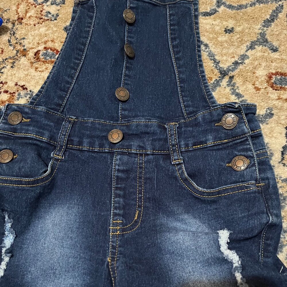 Shortall Denim Girls overall shorts SZ 7